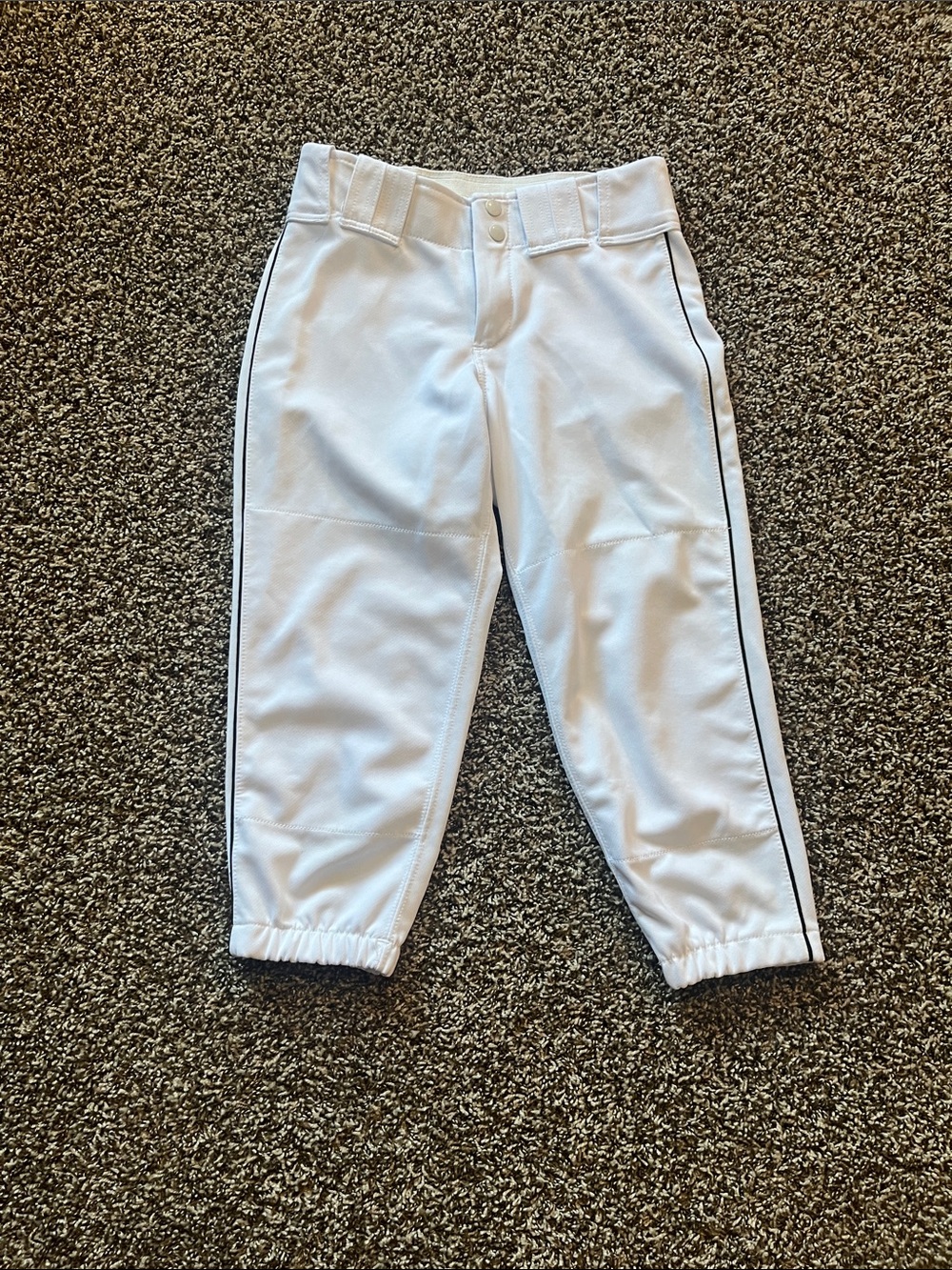 Womens White Softball Pants with Black Piping